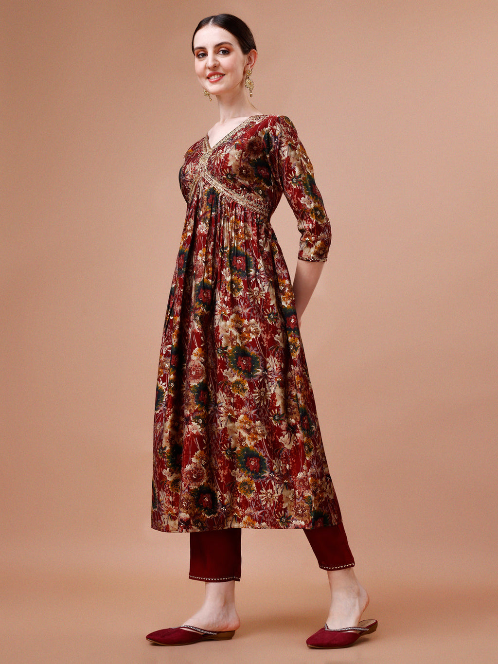 Alia Cut Printed & Embroidered Kurta With Pant & Dupatta Set, Multicolor - Hiral Fashion