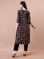 Alia Cut Embroidered & Floral Printed Rayon Kurta With Pant & Dupatta, Multicolor - Hiral Fashion - Distacart