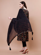 Alia Cut Embroidered & Floral Printed Rayon Kurta With Pant & Dupatta, Multicolor - Hiral Fashion - Distacart