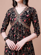 Alia Cut Embroidered & Floral Printed Rayon Kurta With Pant & Dupatta, Multicolor - Hiral Fashion - Distacart