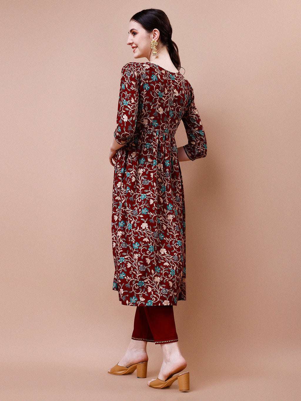 Alia Cut Embroidered & Floral Printed Rayon Kurta With Pant & Dupatta, Multicolor - Hiral Fashion - Distacart