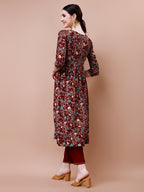 Alia Cut Embroidered & Floral Printed Rayon Kurta With Pant & Dupatta, Multicolor - Hiral Fashion - Distacart