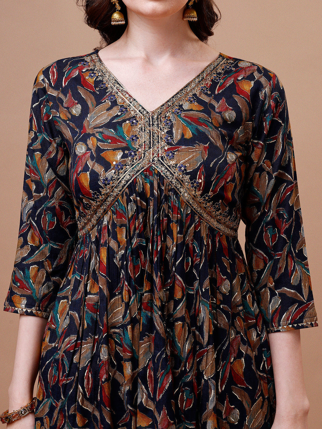 Alia Cut Botanical Printed & Embroidered Rayon Kurta With Pant & Dupatta, Multicolor - Hiral Fashion