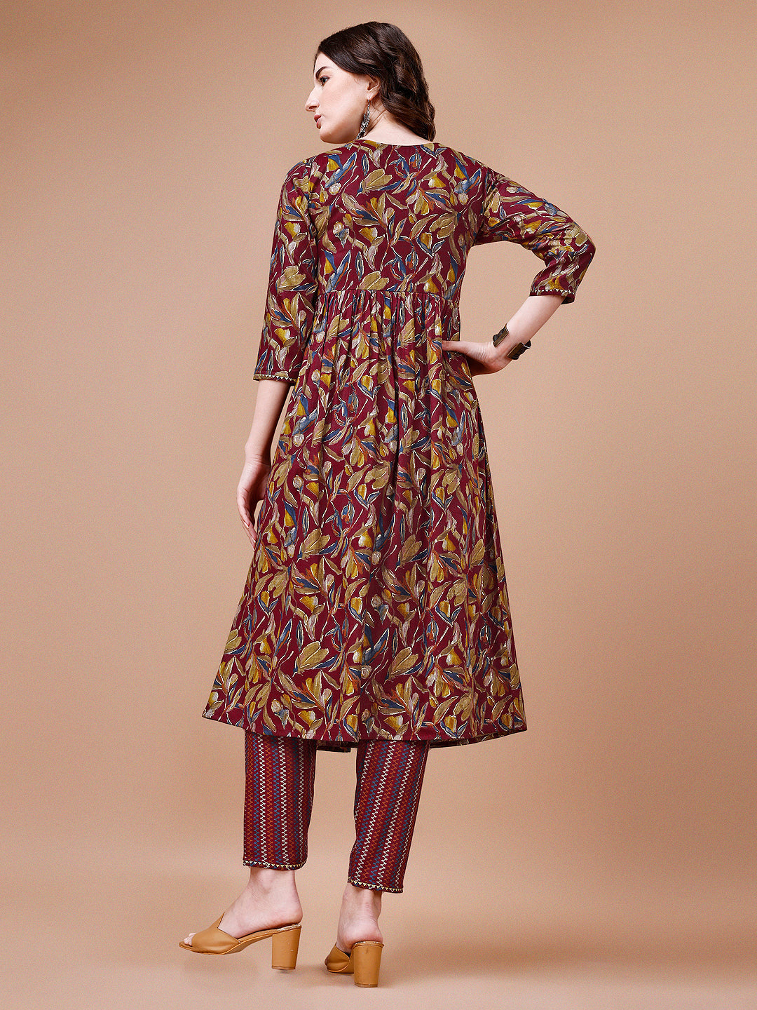 Alia Cut Botanical Printed & Embroidered Rayon Kurta With Pant & Dupatta, Multicolor - Hiral Fashion - Distacart