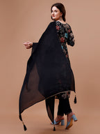 Alia Cut Hand Embroidered Floral Print Kurta With Pant & Dupatta, Multicolor - Hiral Fashion
