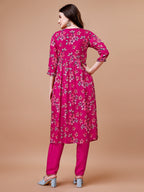 Alia Cut Hand Embroidered Floral Print Kurta With Pant & Dupatta, Multicolor - Hiral Fashion