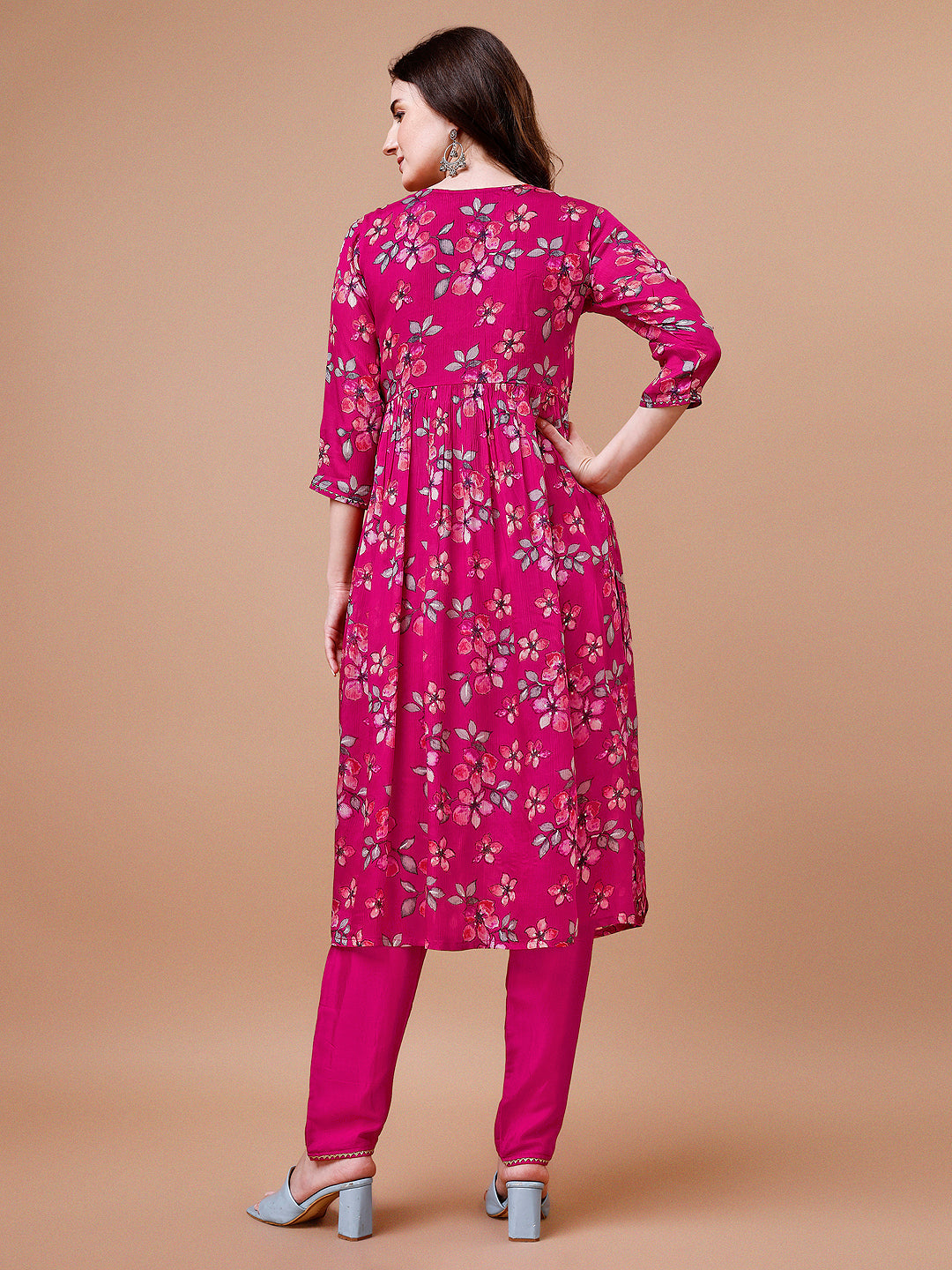 Alia Cut Hand Embroidered Floral Print Kurta With Pant & Dupatta, Multicolor - Hiral Fashion