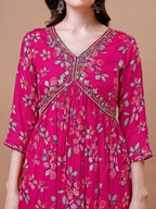 Alia Cut Hand Embroidered Floral Print Kurta With Pant & Dupatta, Multicolor - Hiral Fashion