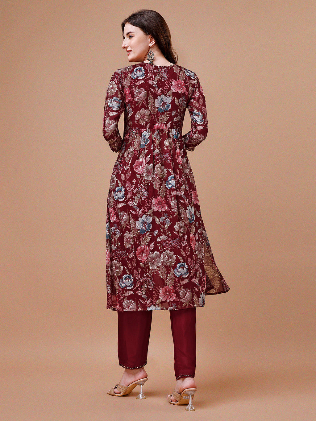Alia Cut Hand Embroidered Floral Print Kurta With Pant & Dupatta, Multicolor - Hiral Fashion