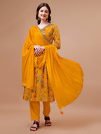 Alia Cut Hand Embroidered Floral Print Kurta With Pant & Dupatta, Multicolor - Hiral Fashion