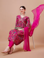 Alia Cut Embroidered & Floral Printed Kurta With Pant & Dupatta, Multicolor - Hiral Fashion
