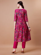 Alia Cut Embroidered & Floral Printed Kurta With Pant & Dupatta, Multicolor - Hiral Fashion