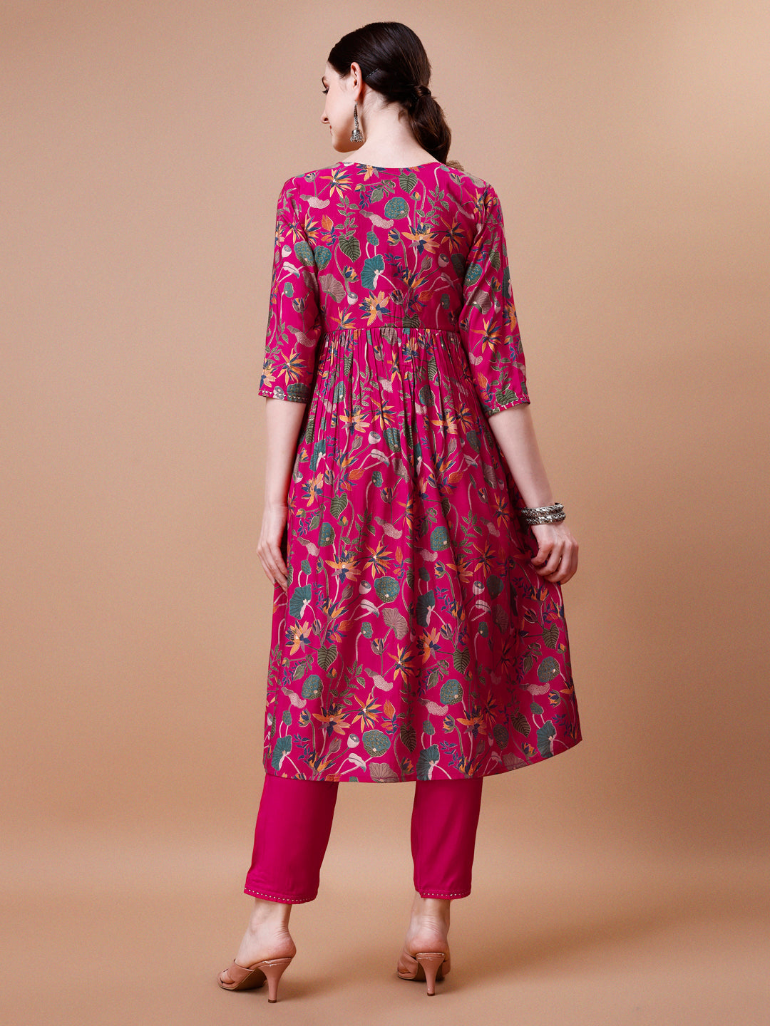 Alia Cut Embroidered & Floral Printed Kurta With Pant & Dupatta, Multicolor - Hiral Fashion