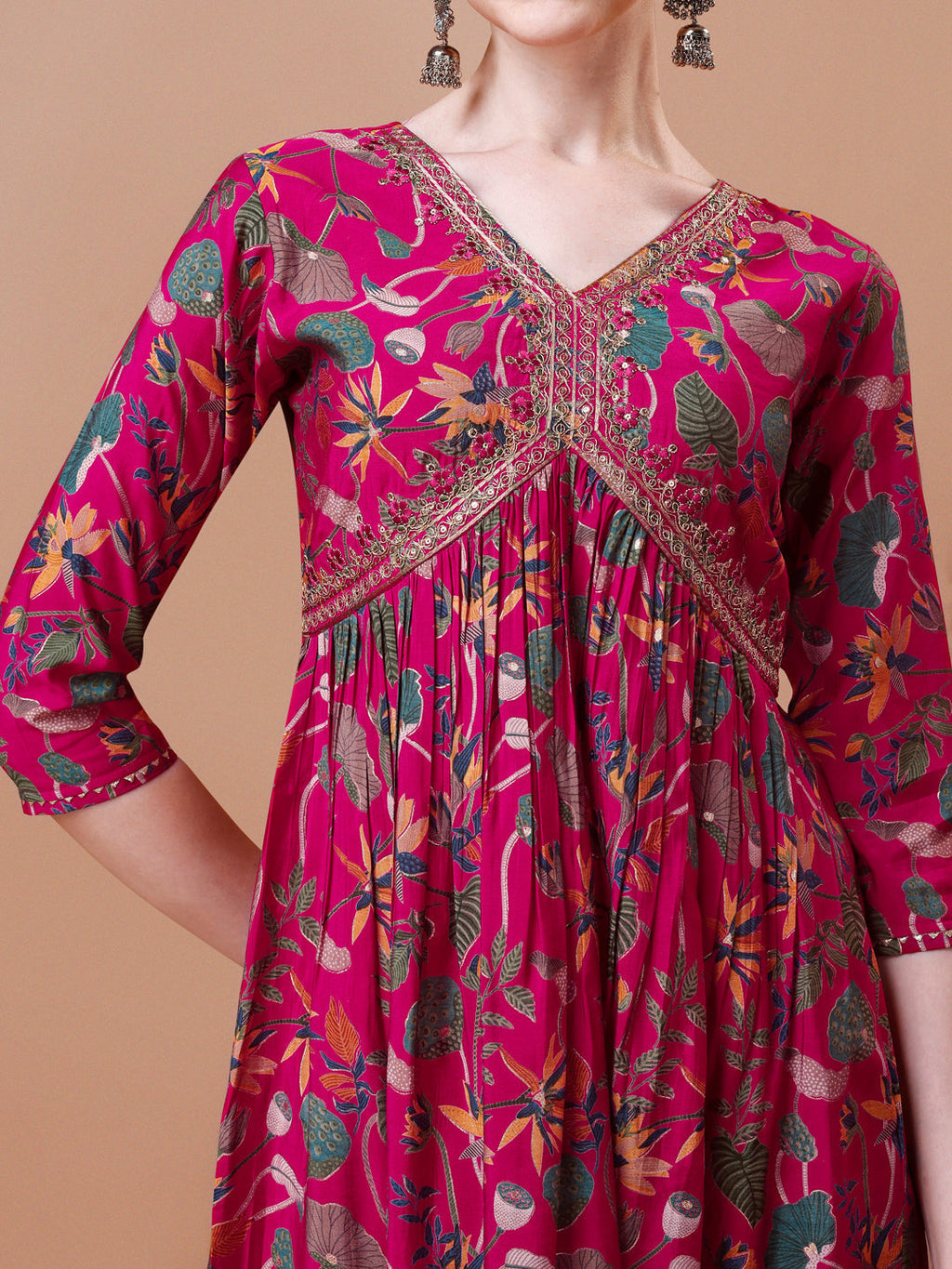 Alia Cut Embroidered & Floral Printed Kurta With Pant & Dupatta, Multicolor - Hiral Fashion