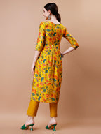 Alia Cut Embroidered & Floral Printed Kurta With Pant & Dupatta, Multicolor - Hiral Fashion - Distacart