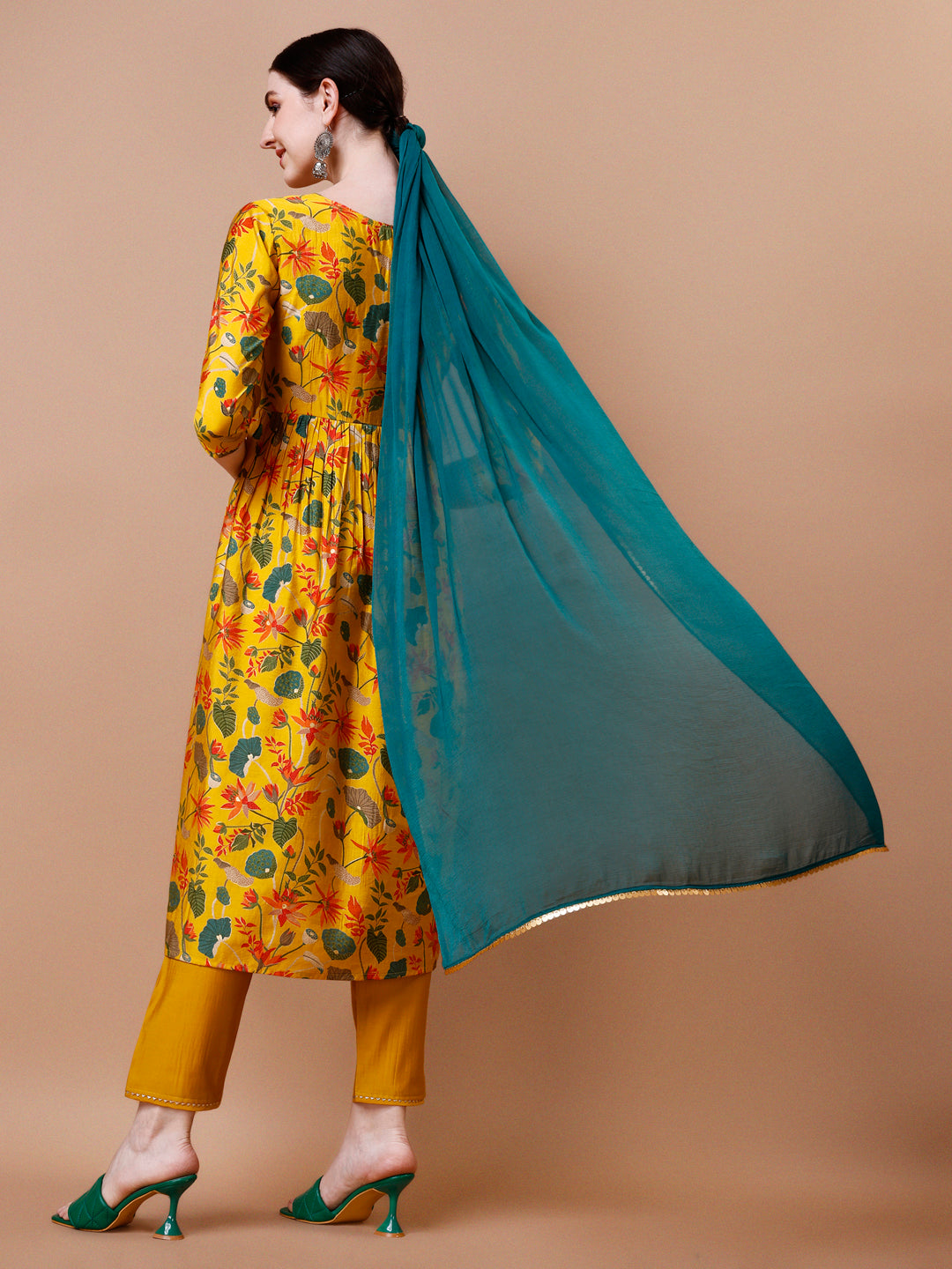 Alia Cut Embroidered & Floral Printed Kurta With Pant & Dupatta, Multicolor - Hiral Fashion - Distacart