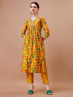 Alia Cut Embroidered & Floral Printed Kurta With Pant & Dupatta, Multicolor - Hiral Fashion - Distacart