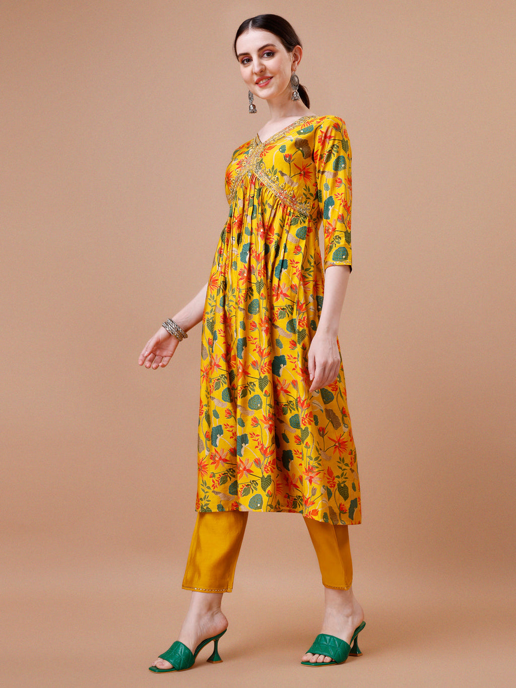 Alia Cut Embroidered & Floral Printed Kurta With Pant & Dupatta, Multicolor - Hiral Fashion - Distacart