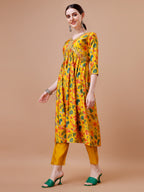 Alia Cut Embroidered & Floral Printed Kurta With Pant & Dupatta, Multicolor - Hiral Fashion - Distacart