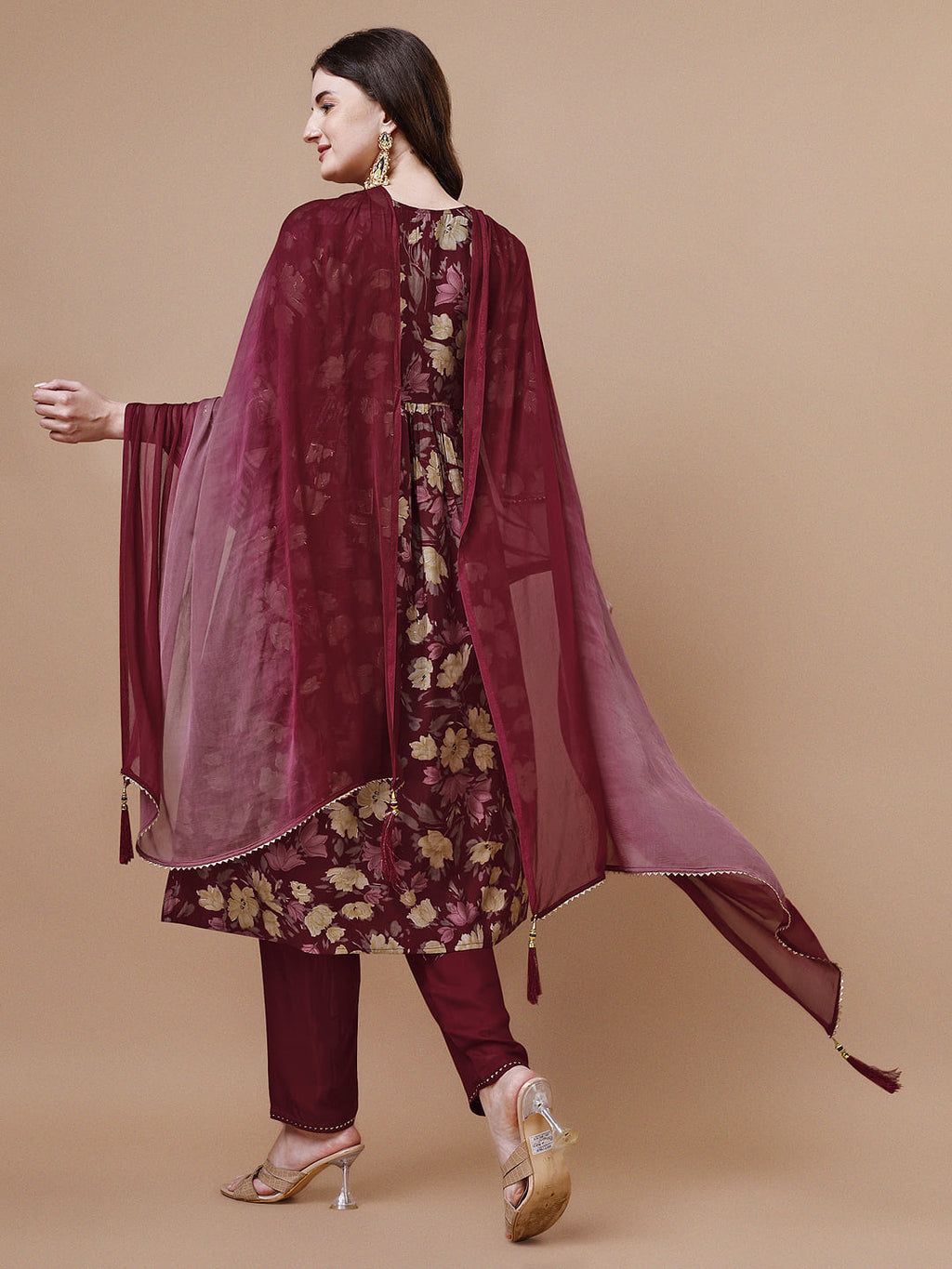 Alia Cut Printed & Embroidered Kurta With Pant & Dupatta, Multicolor - Hiral Fashion