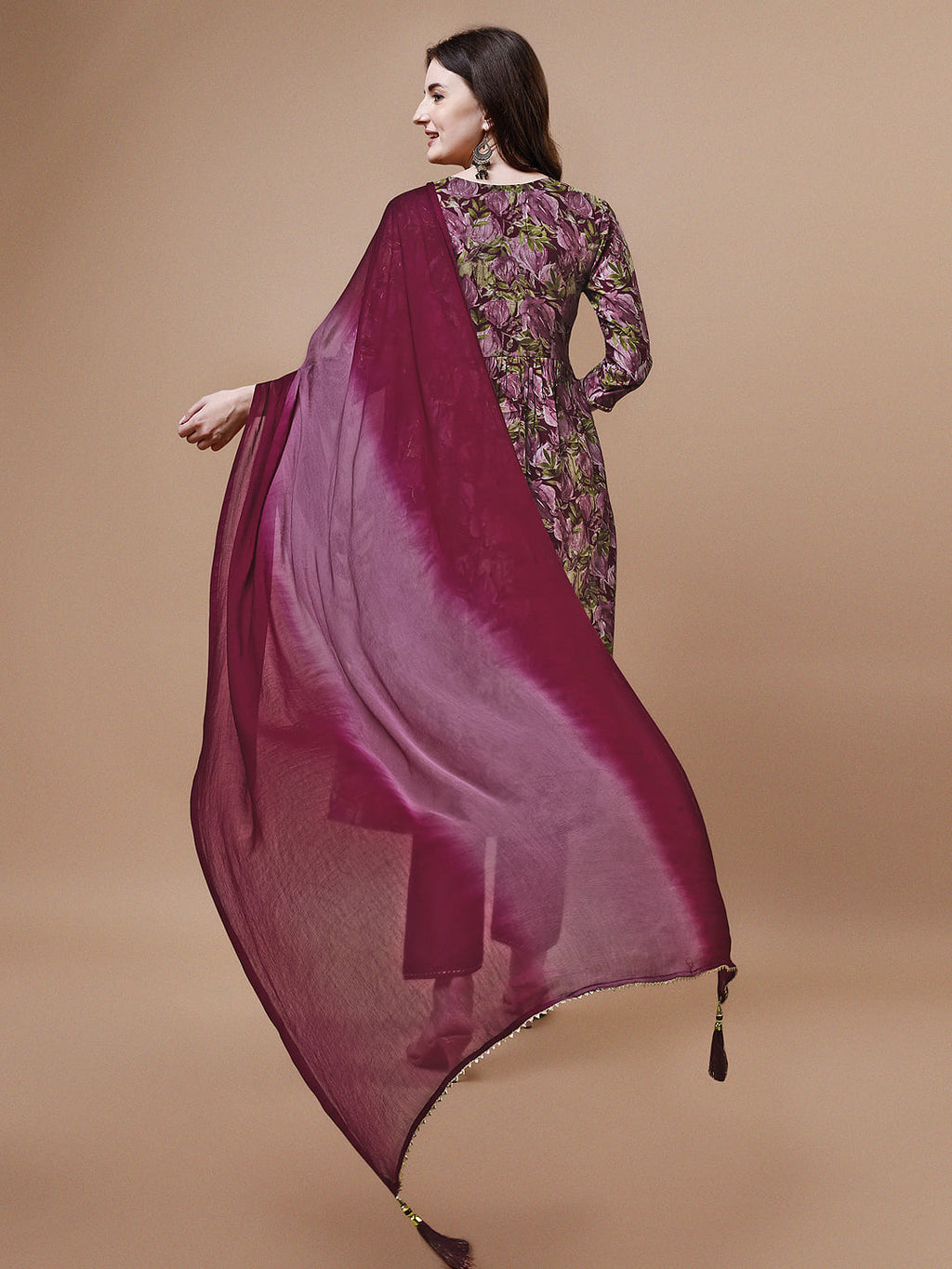 Alia Cut Printed & Embroidered Kurta With Pant & Dupatta, Multicolor - Hiral Fashion