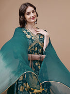 Alia Cut Printed & Embroidered Kurta With Pant & Dupatta, Multicolor - Hiral Fashion