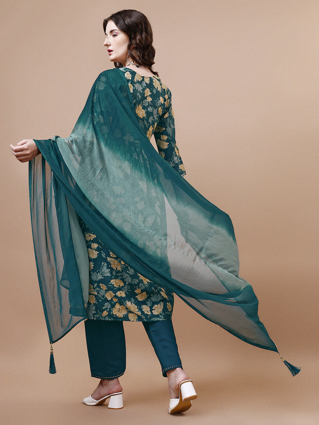 Alia Cut Printed & Embroidered Kurta With Pant & Dupatta, Multicolor - Hiral Fashion