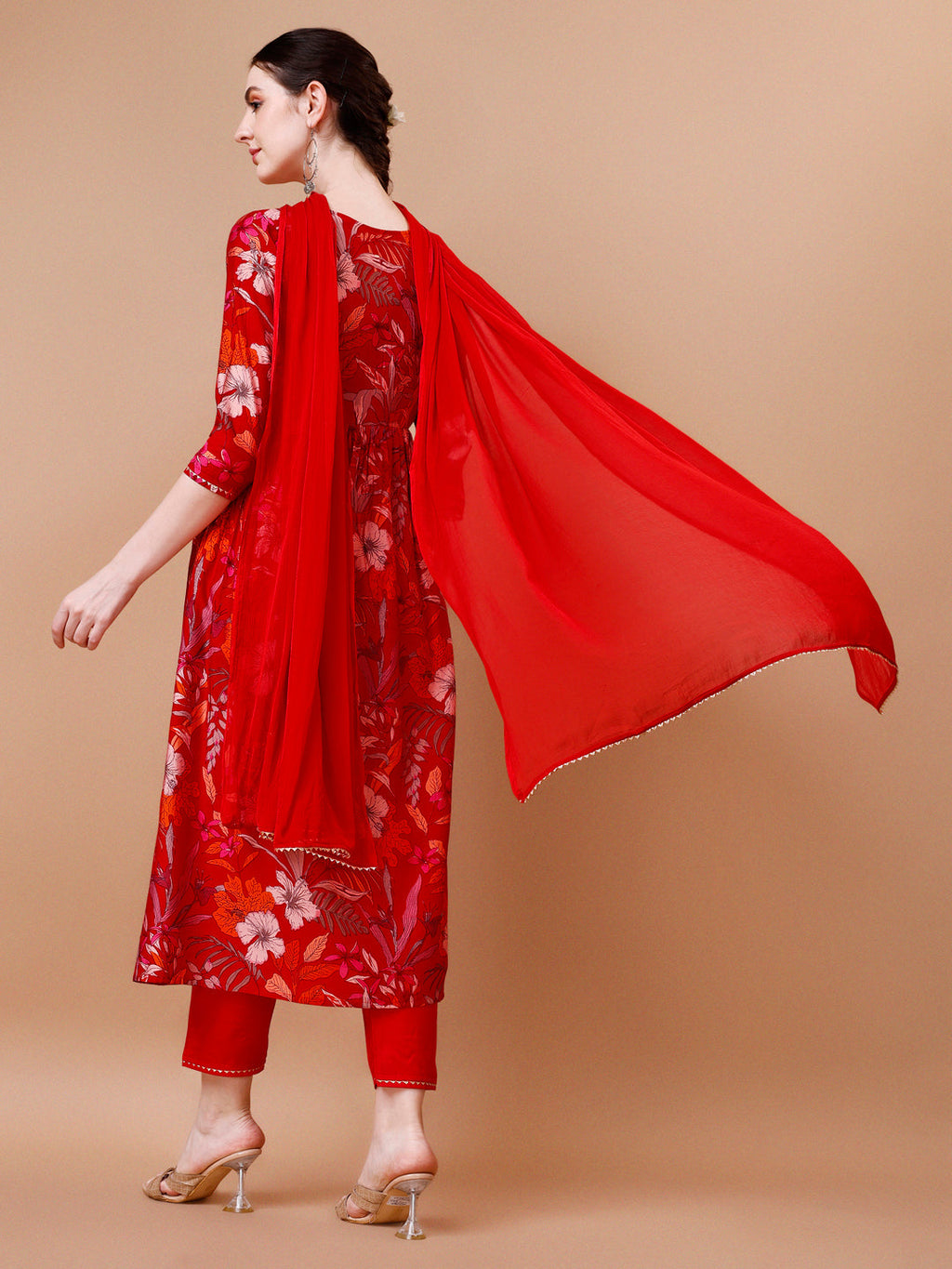Alia Cut Floral Printed & Embroidered Kurta With Pant & Dupatta, Multicolor - Hiral Fashion
