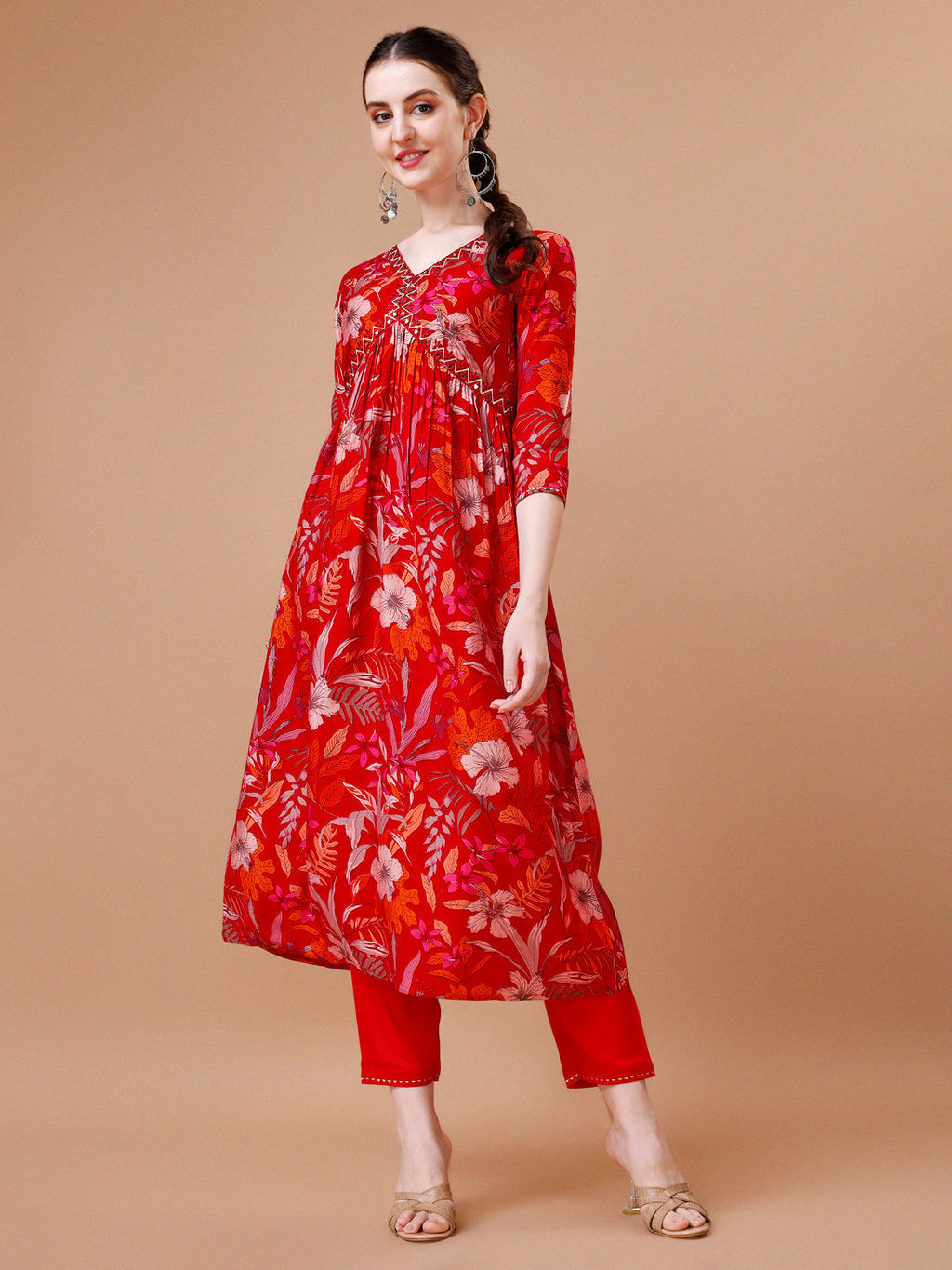 Alia Cut Floral Printed & Embroidered Kurta With Pant & Dupatta, Multicolor - Hiral Fashion