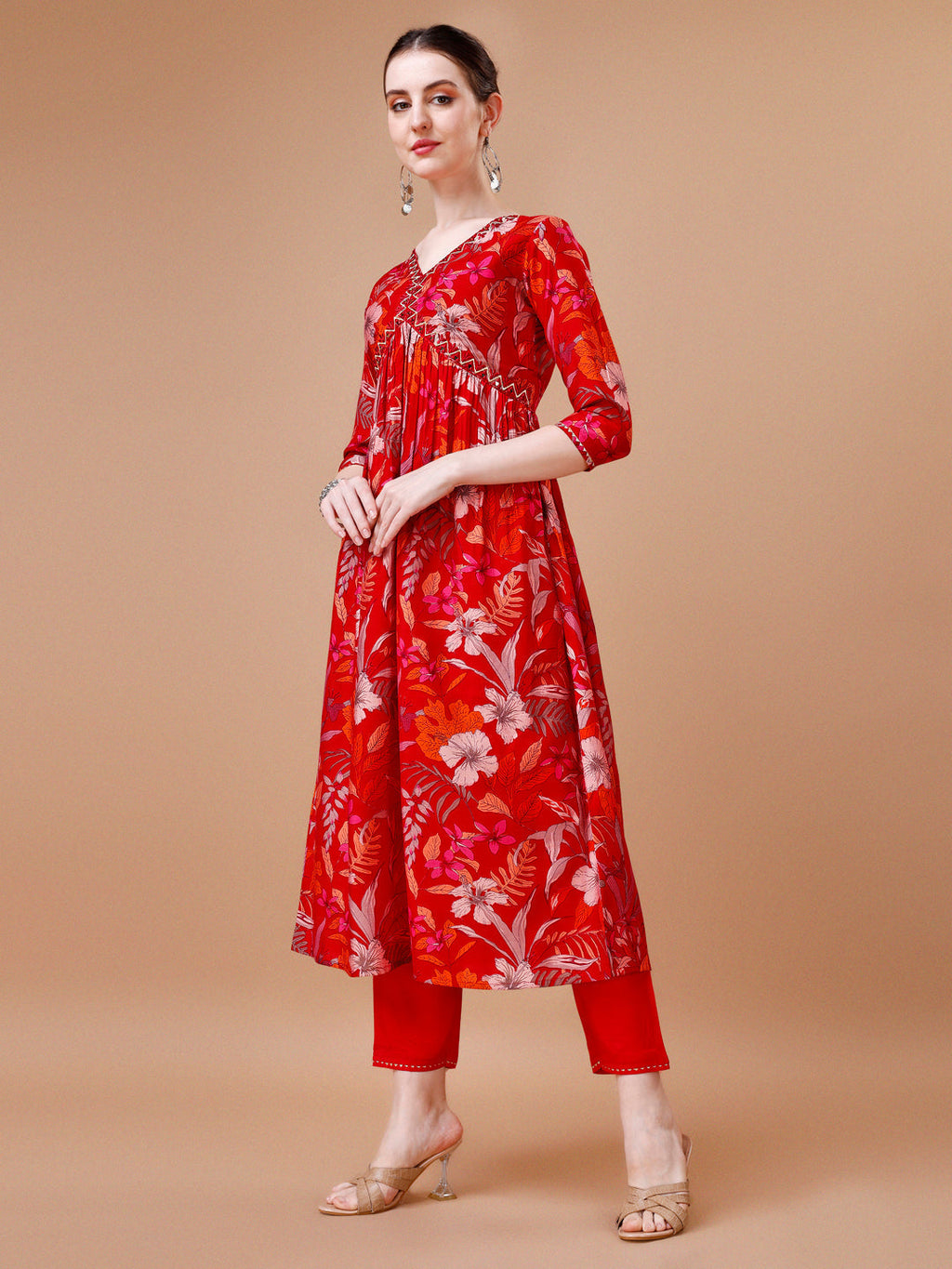 Alia Cut Floral Printed & Embroidered Kurta With Pant & Dupatta, Multicolor - Hiral Fashion