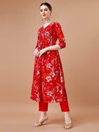 Alia Cut Floral Printed & Embroidered Kurta With Pant & Dupatta, Multicolor - Hiral Fashion