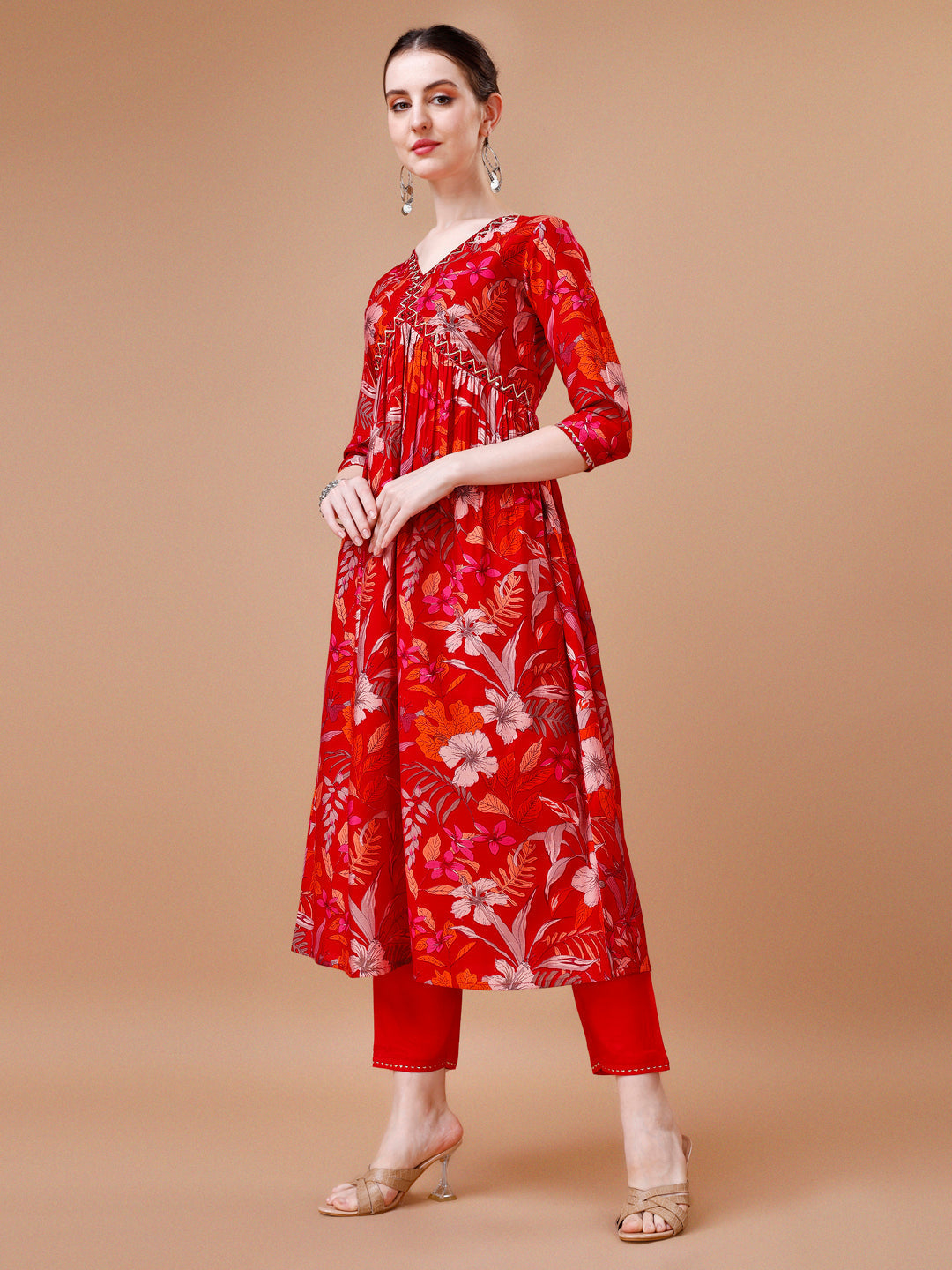 Alia Cut Floral Printed & Embroidered Kurta With Pant & Dupatta, Multicolor - Hiral Fashion