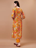 Alia Cut Floral Printed & Embroidered Kurta With Pant & Dupatta, Multicolor - Hiral Fashion