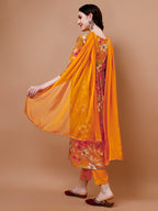 Alia Cut Floral Printed & Embroidered Kurta With Pant & Dupatta, Multicolor - Hiral Fashion