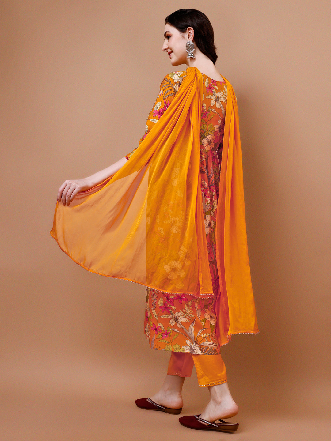 Alia Cut Floral Printed & Embroidered Kurta With Pant & Dupatta, Multicolor - Hiral Fashion