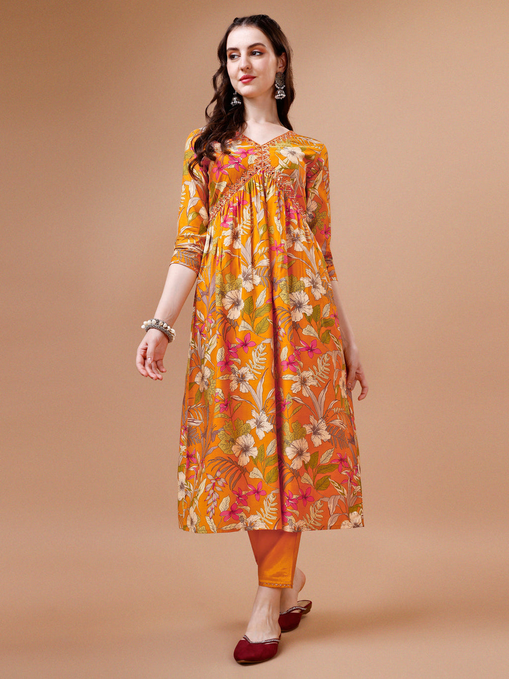 Alia Cut Floral Printed & Embroidered Kurta With Pant & Dupatta, Multicolor - Hiral Fashion