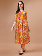 Alia Cut Floral Printed & Embroidered Kurta With Pant & Dupatta, Multicolor - Hiral Fashion