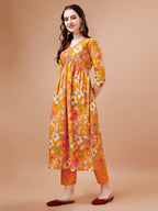 Alia Cut Floral Printed & Embroidered Kurta With Pant & Dupatta, Multicolor - Hiral Fashion