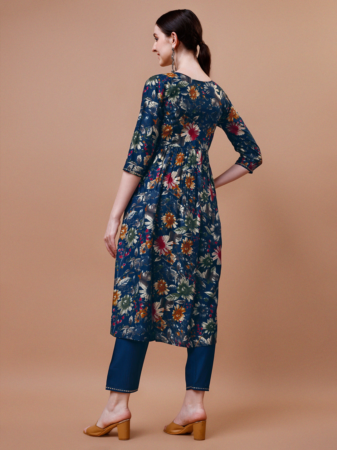 Alia Cut Floral Printed Embroidered Kurta With Pant & Dupatta, Multicolor - Hiral Fashion
