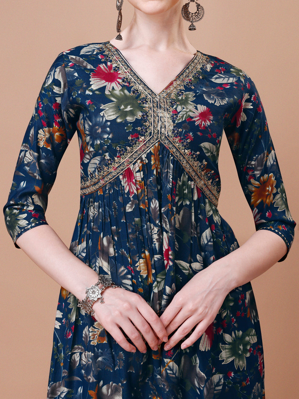 Alia Cut Floral Printed Embroidered Kurta With Pant & Dupatta, Multicolor - Hiral Fashion