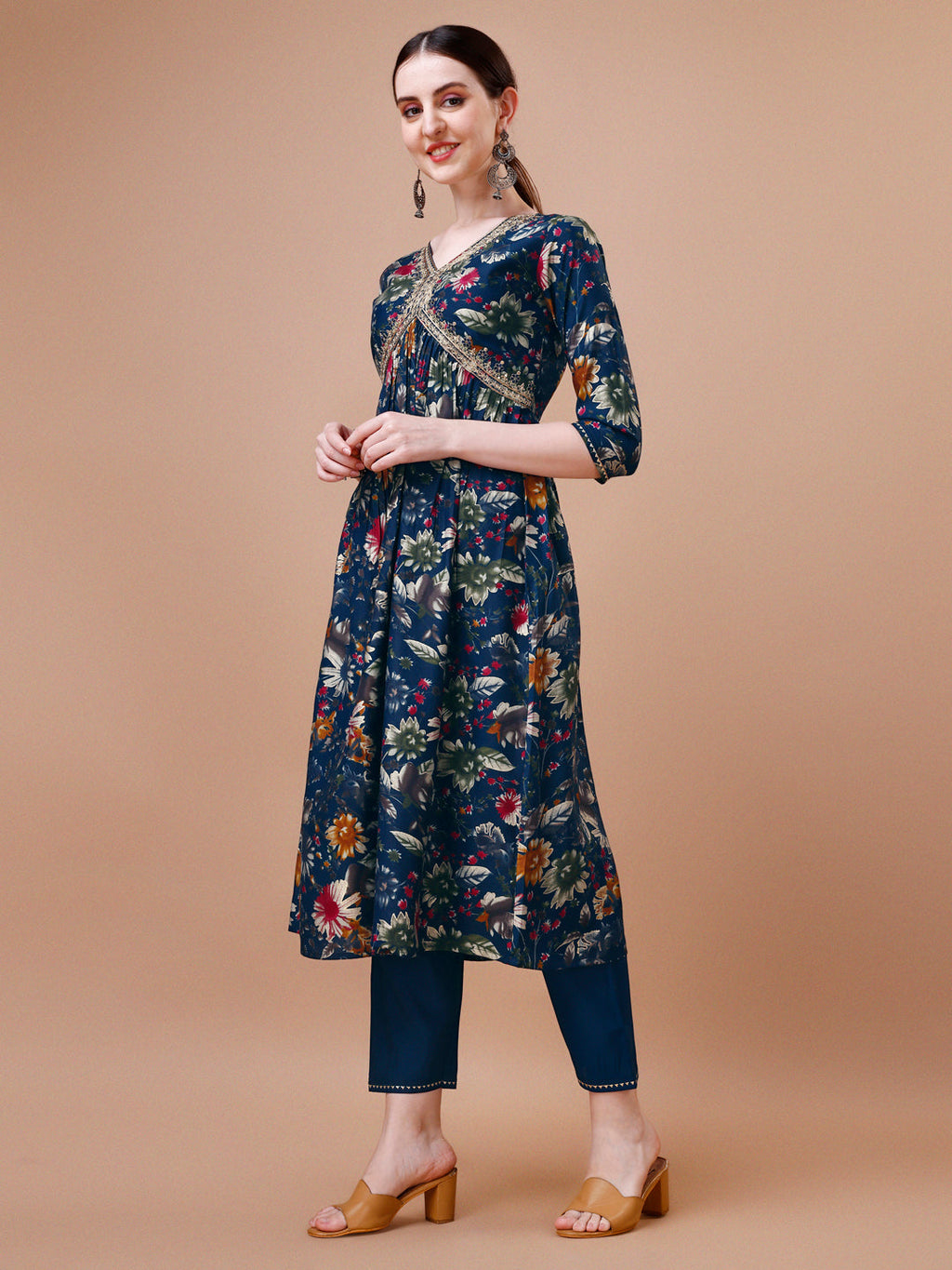 Alia Cut Floral Printed Embroidered Kurta With Pant & Dupatta, Multicolor - Hiral Fashion