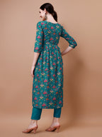 Alia Cut Embroidered & Floral Printed Kurta With Pant & Dupatta, Multicolor - Hiral Fashion