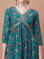 Alia Cut Embroidered & Floral Printed Kurta With Pant & Dupatta, Multicolor - Hiral Fashion