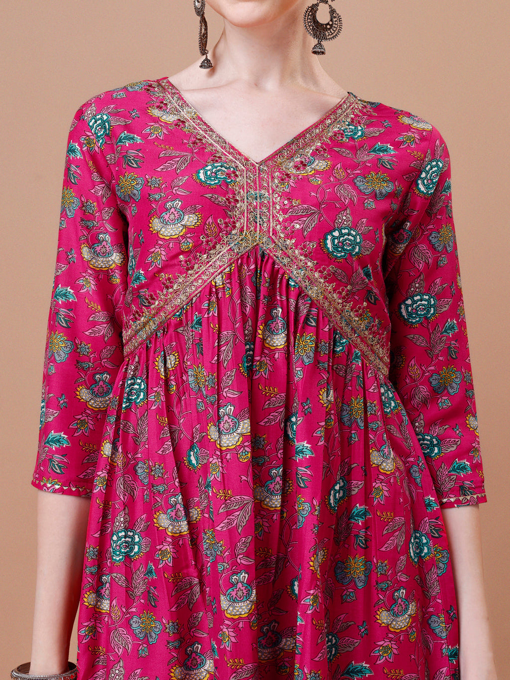 Alia Cut Embroidered & Floral Printed Kurta With Pant & Dupatta, Multicolor - Hiral Fashion