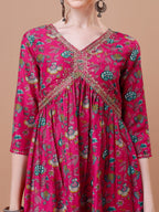 Alia Cut Embroidered & Floral Printed Kurta With Pant & Dupatta, Multicolor - Hiral Fashion