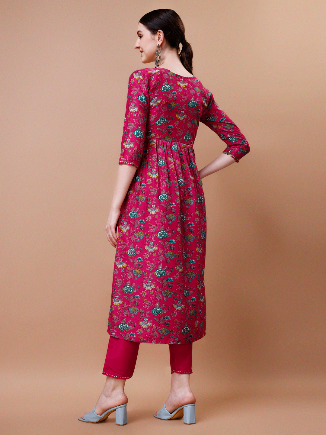 Alia Cut Embroidered & Floral Printed Kurta With Pant & Dupatta, Multicolor - Hiral Fashion