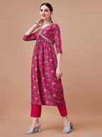 Alia Cut Embroidered & Floral Printed Kurta With Pant & Dupatta, Multicolor - Hiral Fashion