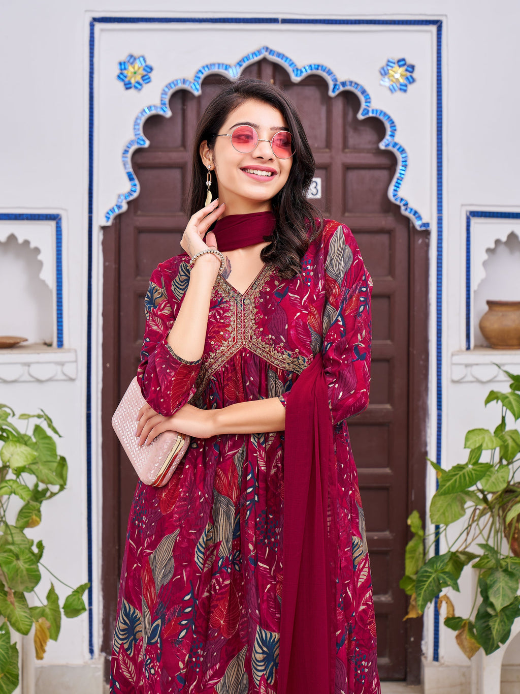Alia Cut Embroidered & Floral Printed Kurta With Pant & Dupatta, Multicolor - Hiral Fashion