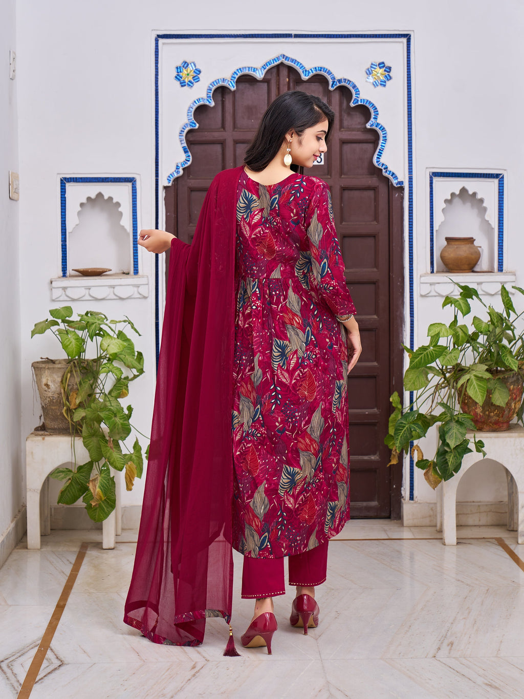 Alia Cut Embroidered & Floral Printed Kurta With Pant & Dupatta, Multicolor - Hiral Fashion