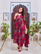 Alia Cut Embroidered & Floral Printed Kurta With Pant & Dupatta, Multicolor - Hiral Fashion